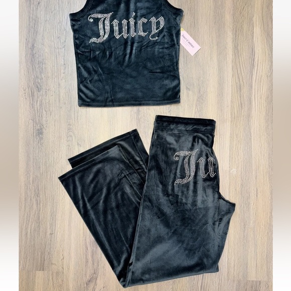 Size XL NWT Juicy Couture Sleepwear PJ Set Top & Pants Color Black - Picture 2 of 11